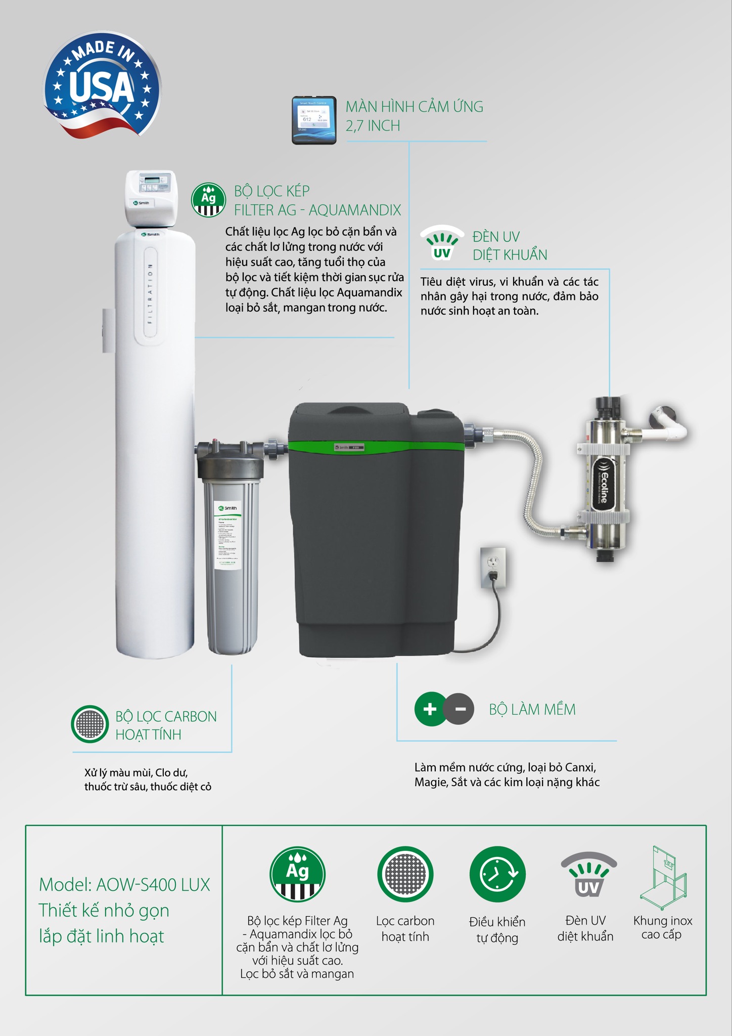 Hệ thống lọc nước đầu nguồn AOW-S400 LUX