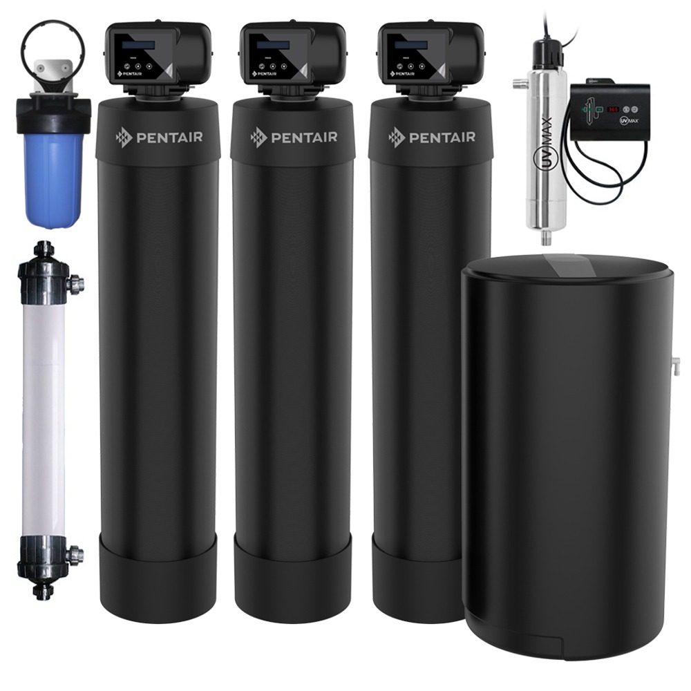 Bộ lọc tổng biệt thự nhập khẩu dùng muối hoàn nguyên PENTAIR WF4-UV-UF công suất 4m3/h- 6-10 phòng tắm 