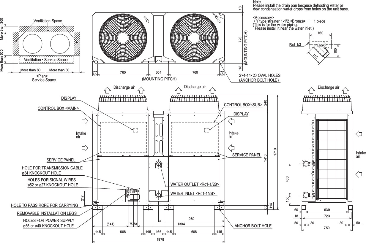 Máy bơm nhiệt giải nhiệt gió Heatpump mitsubishi CAHV – P500YB - HPB